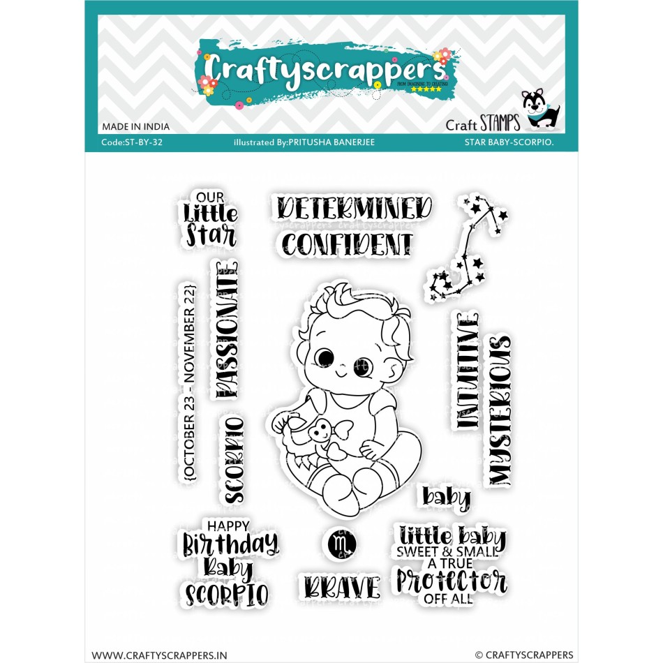 Craftyscrappers Stamps- STAR BABY-SCORPIO